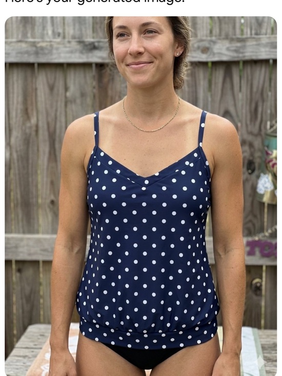 Lands' End Other - 👗Lands End Navy Polka Dot blouson Tankini swim top